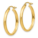 14k 2.75x25mm Polished Tube Hoop Earrings